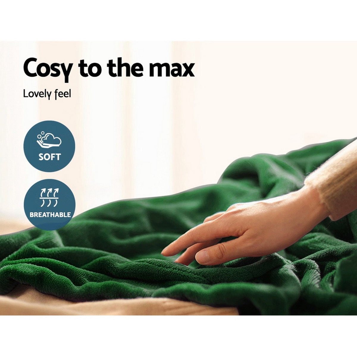 Giselle Electric Throw Rug Heated Blanket Washable Winter Green