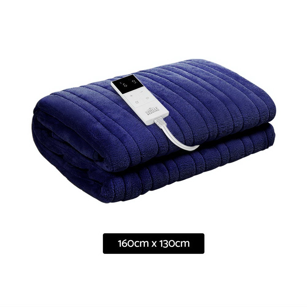 Giselle Bedding Electric Throw Rug Navy Coral Fleece