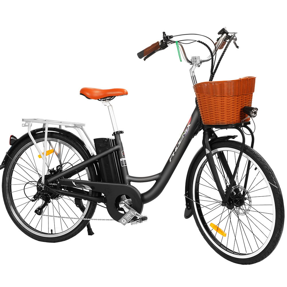 Phoenix 26" Urban Electric Bike Removable Battery Black