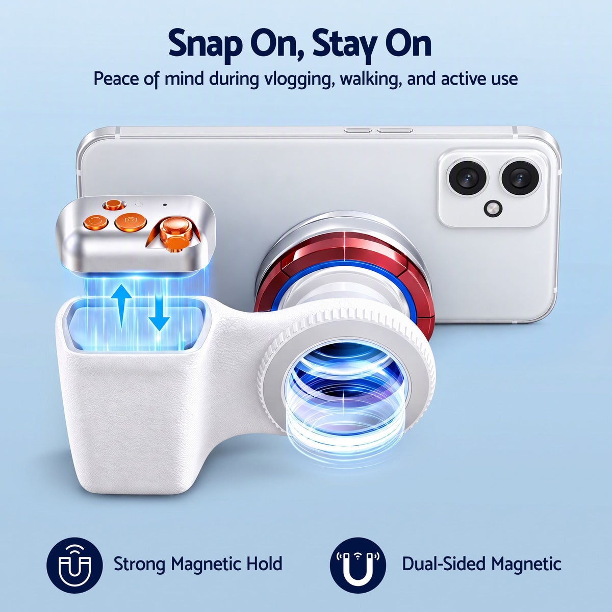 Devanti Magnetic Phone Camera Grip Ergonomic Hanlder Detachable Bluetooth Remote