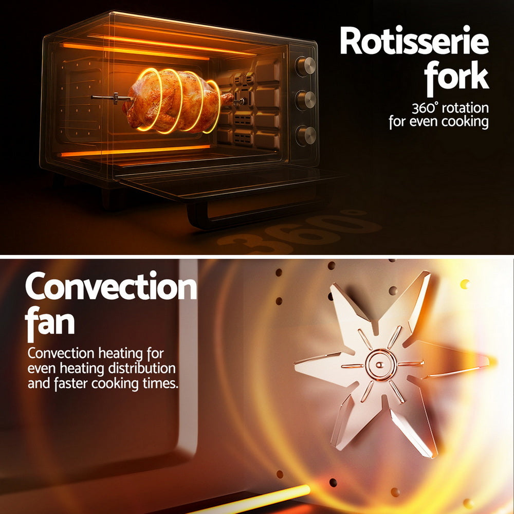 Devanti 30L Electric Convection Oven with Rotisserie Set 1600W