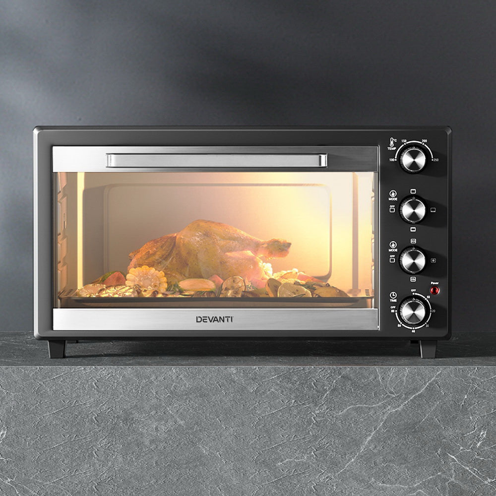 Devanti 45L Convection Oven Electric Fryer 1800W Black/Silver