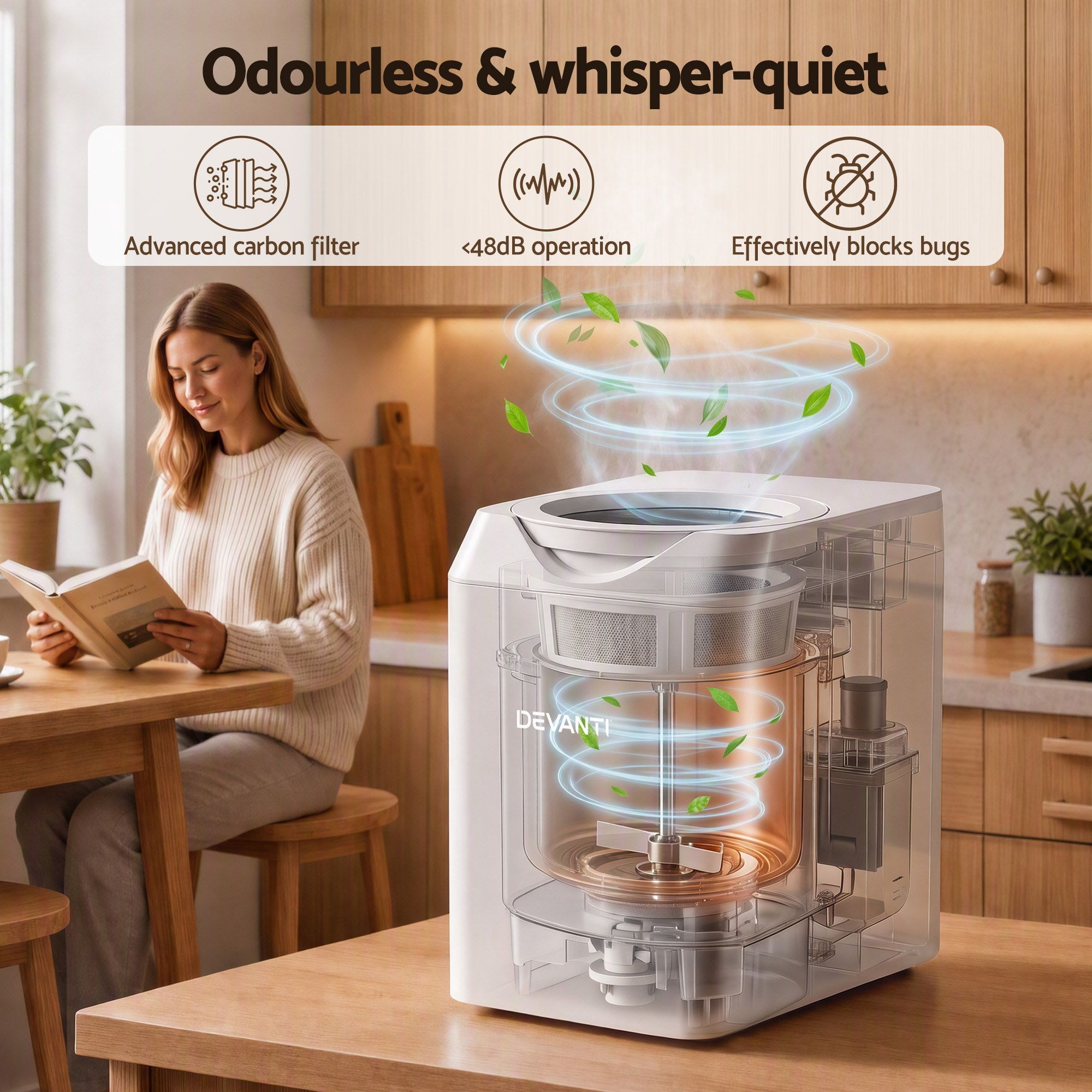 Devanti 4.5L Electric Composter Smart Compost Bin Kitchen Food Waste Recycler