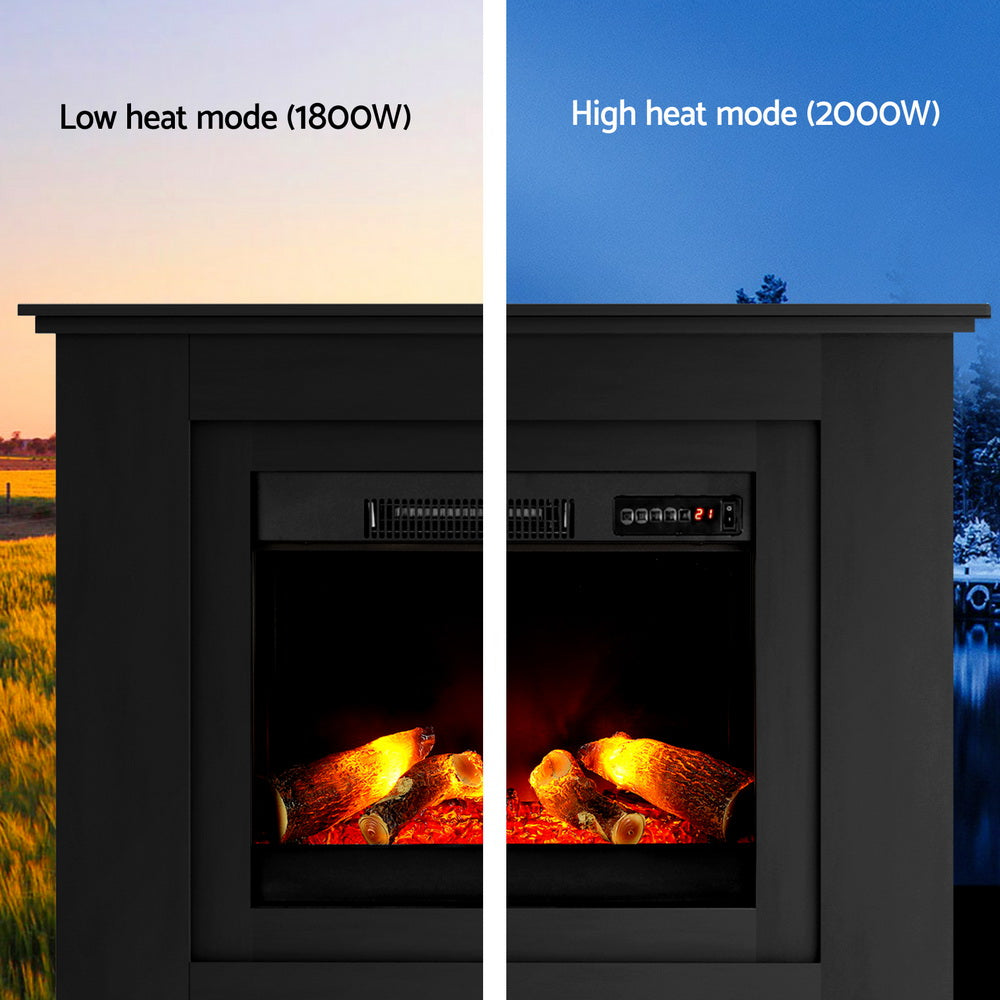Devanti 2000W Electric Fireplace Heater Black