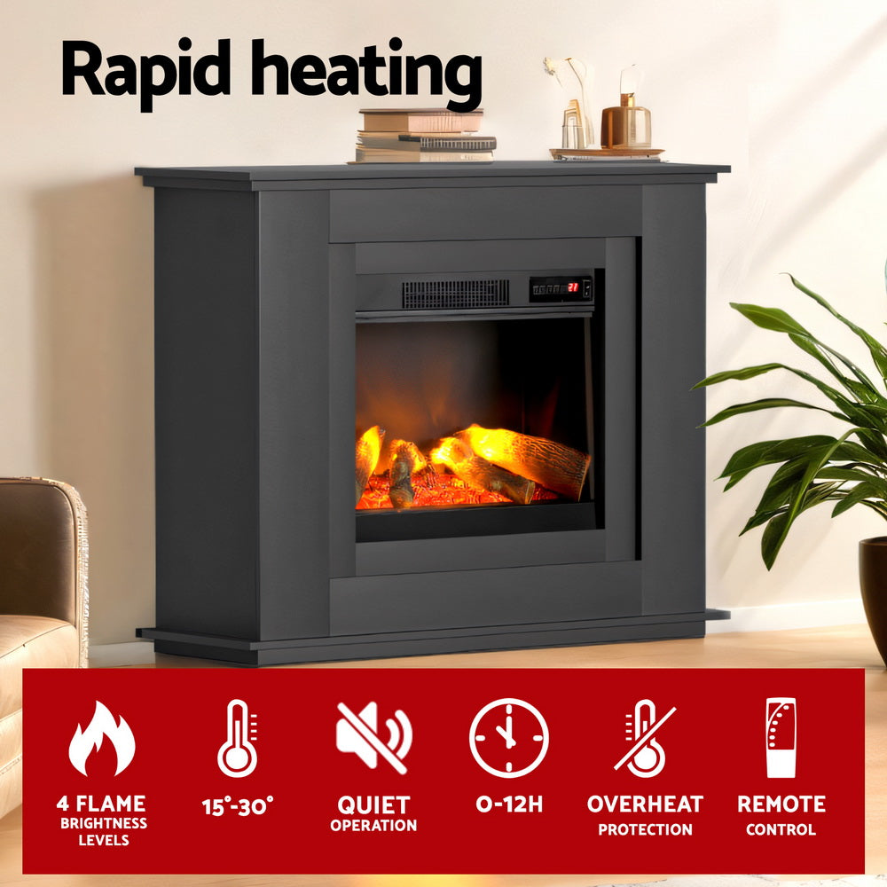 Devanti 2000W Electric Fireplace Heater Black
