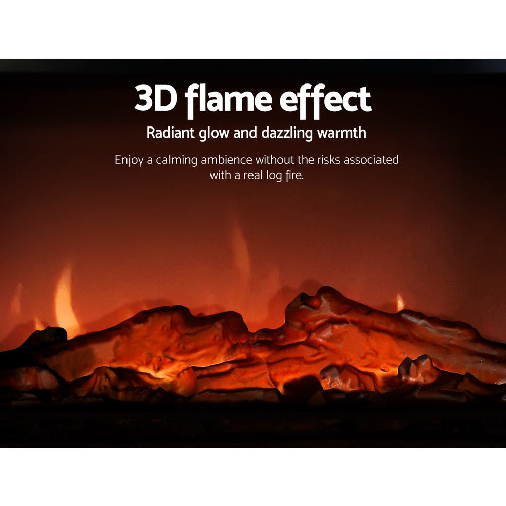 Devanti 2000W Electric Fireplace Heater Black Freestanding