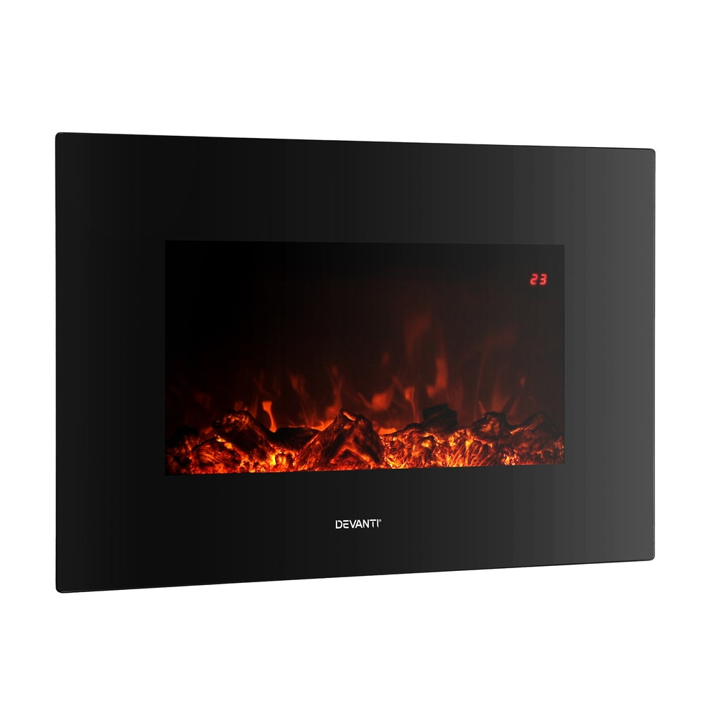 Devanti 2000W Electric Fireplace Heater Black