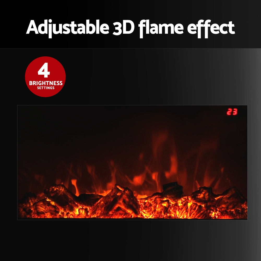 Devanti Electric Fireplace Fire Heater 2000W Black