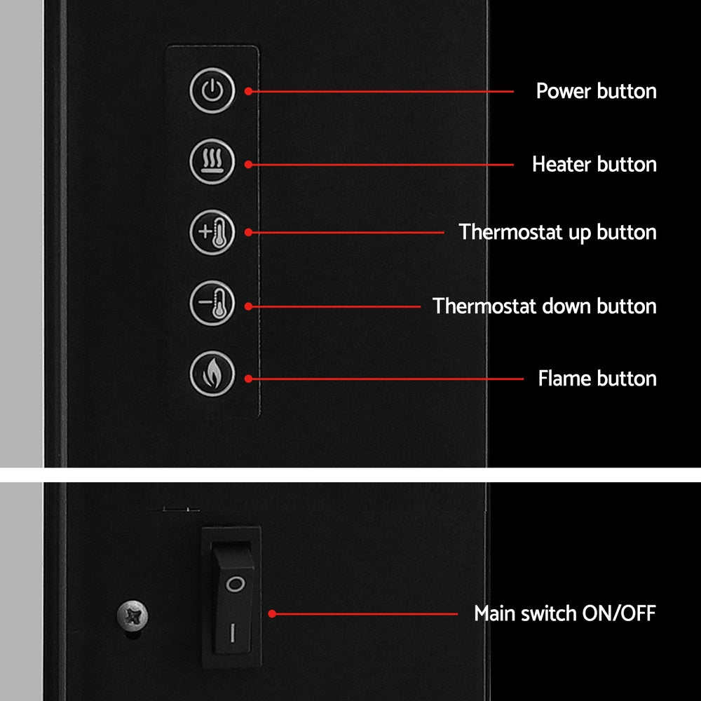 Devanti 2000W Electric Fireplace Heater Black