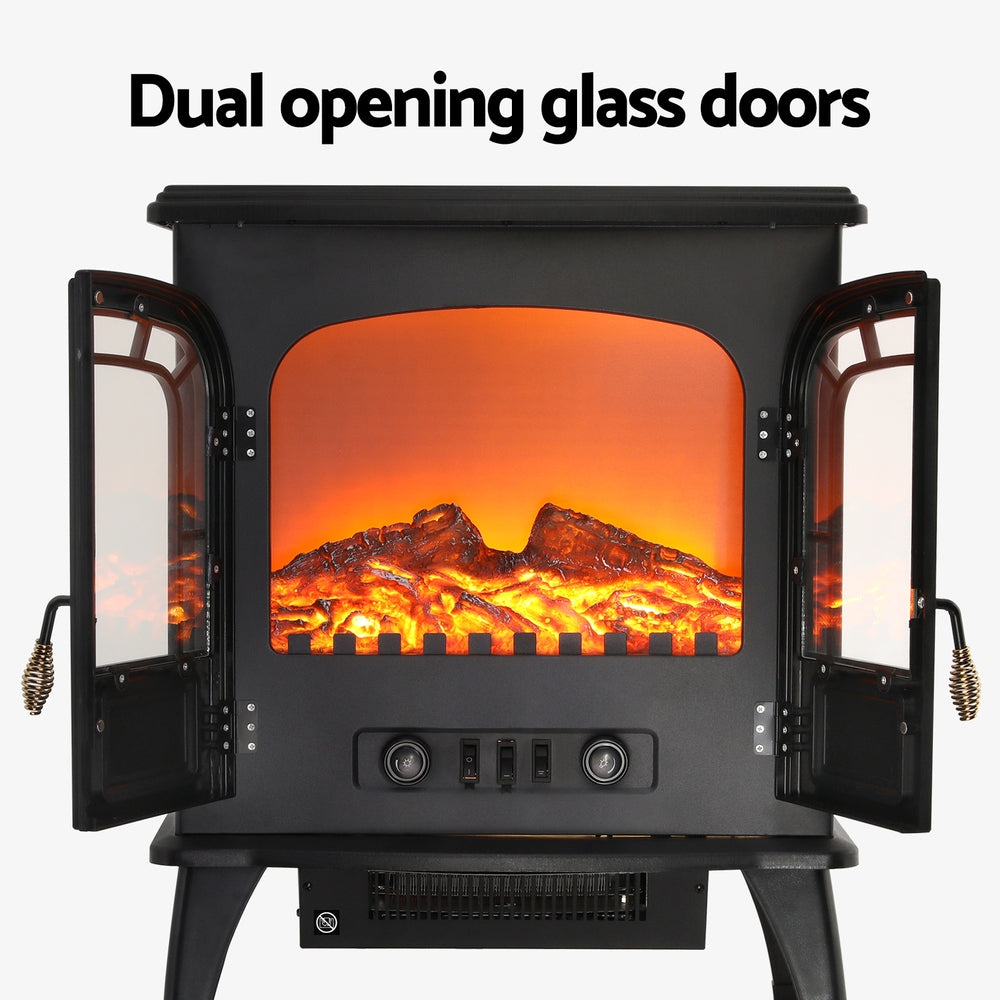 Devanti 2000W Electric Fireplace Heater Black