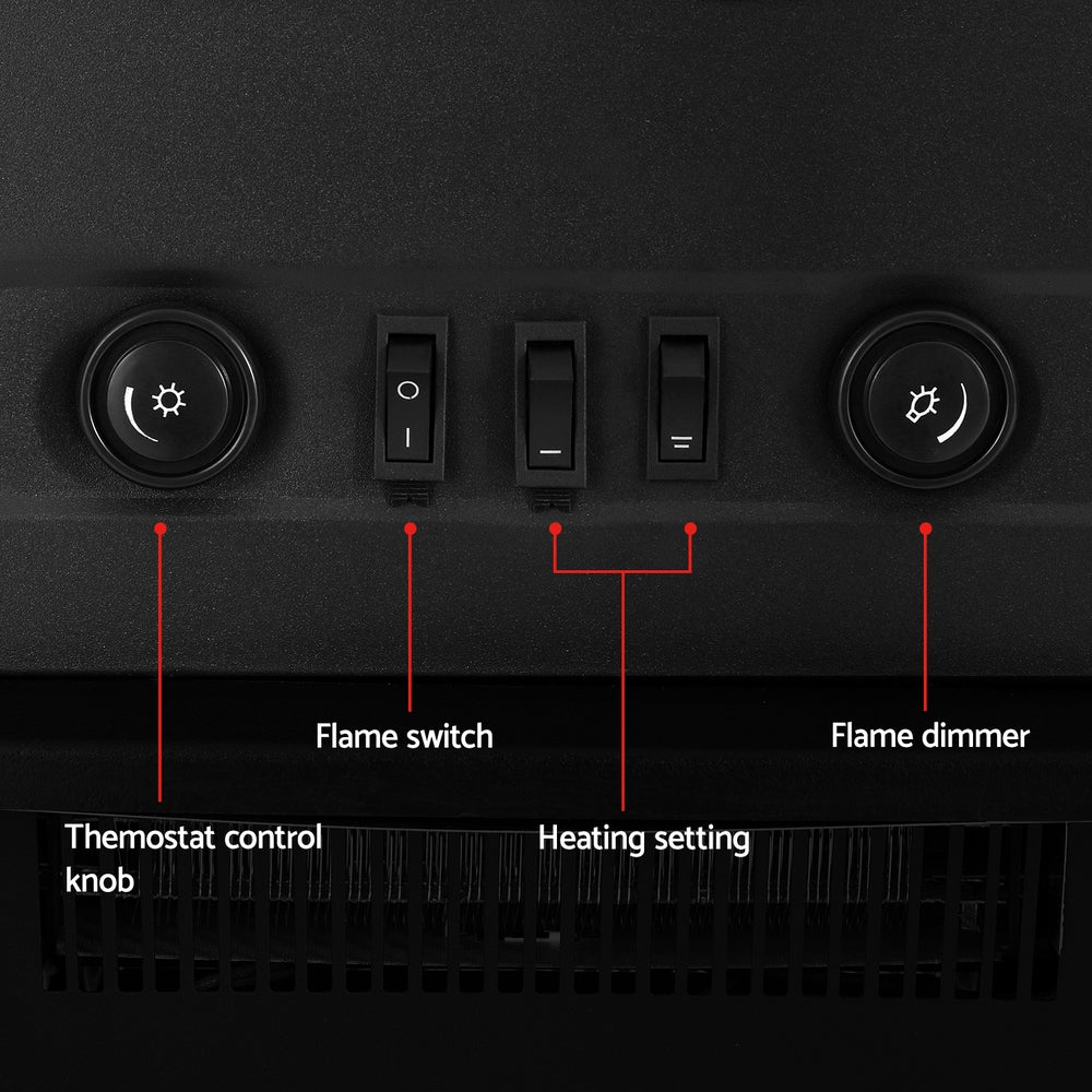 Devanti 2000W Electric Fireplace Heater Black