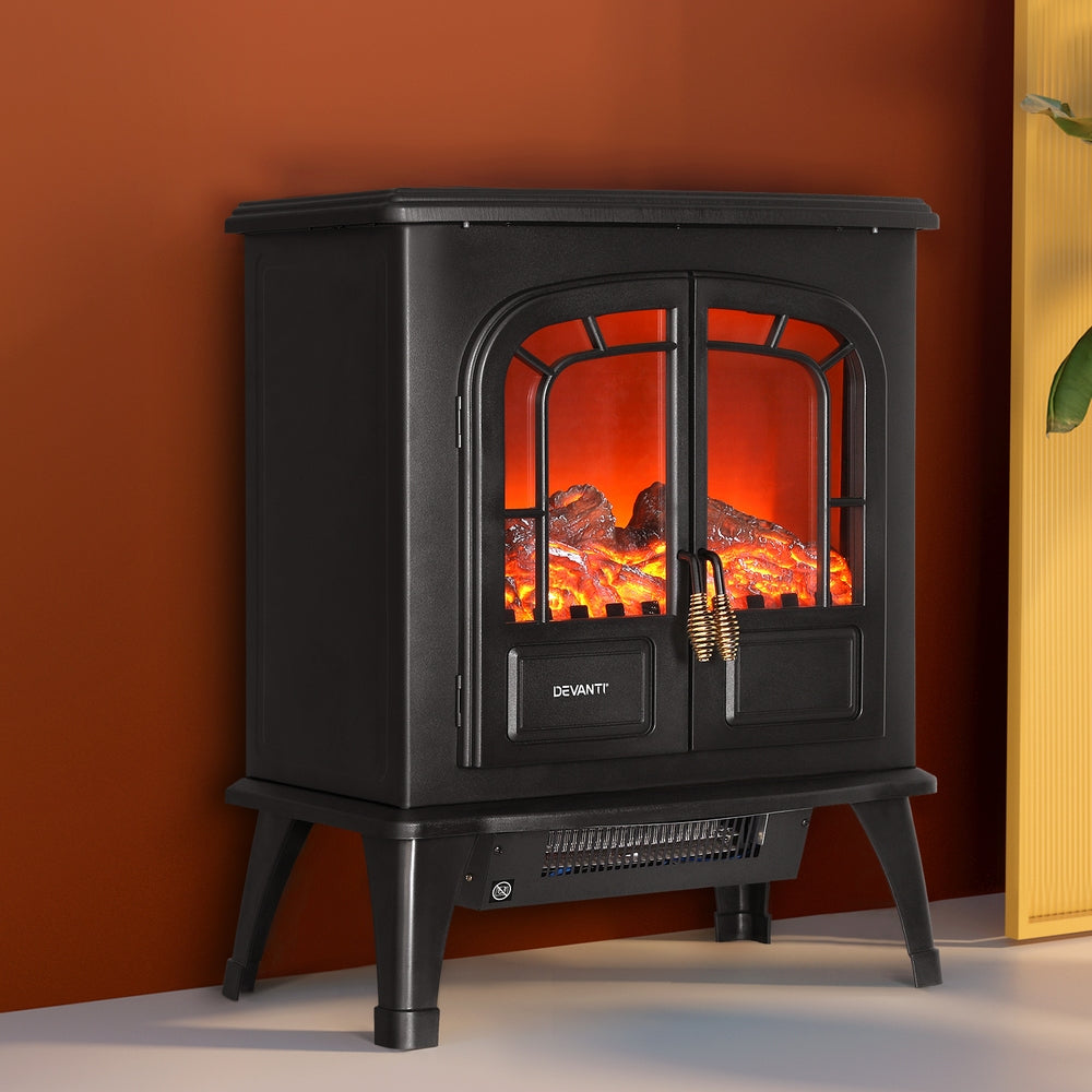 Devanti 2000W Electric Fireplace Heater Black