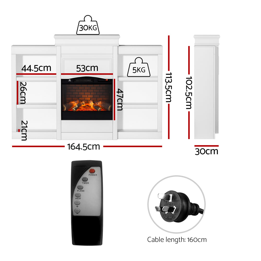 Devanti 2000W Electric Fireplace Heater White