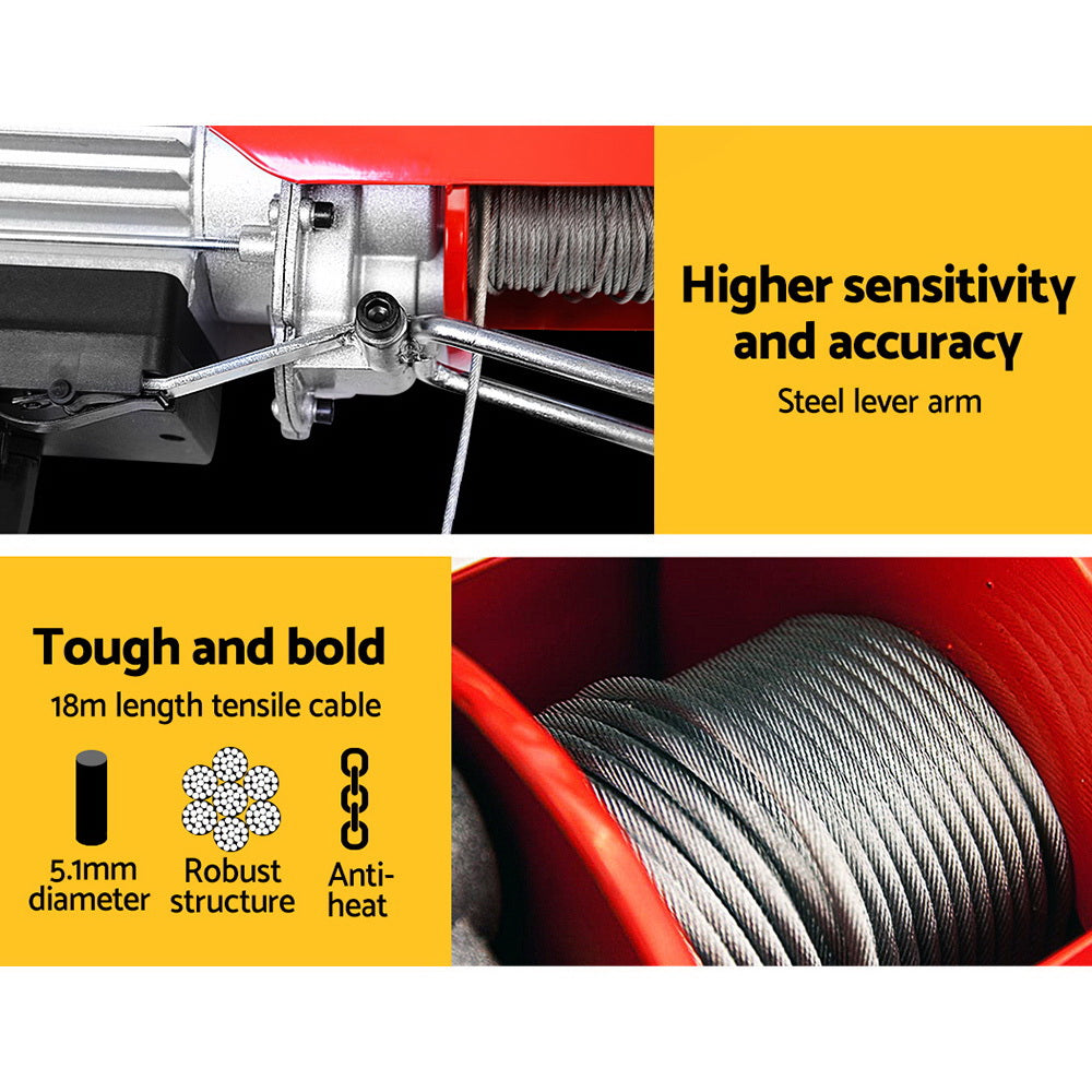 Giantz Electric Hoist Winch 400/800KG 20M Cable Remote Chain Lifter