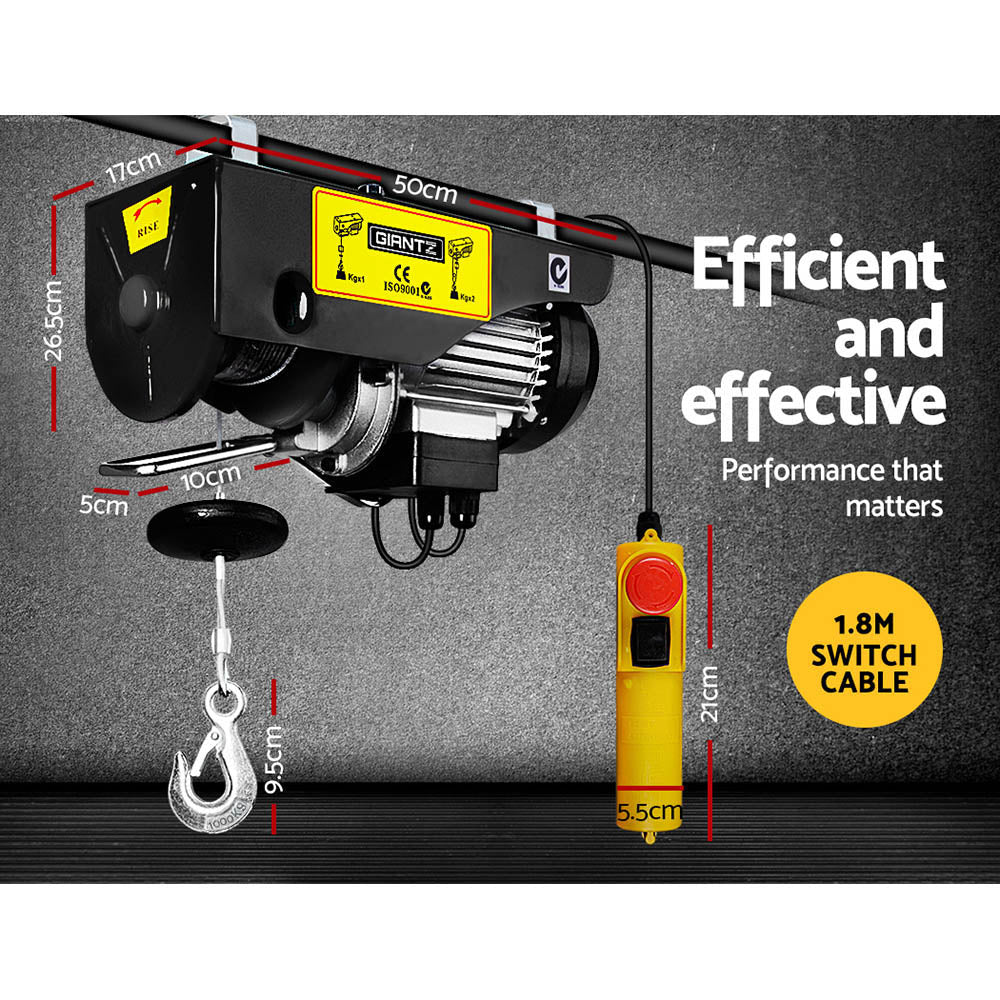 Giantz 1000KG Electric Hoist Winch 20M Cable Remote Chain Lifter