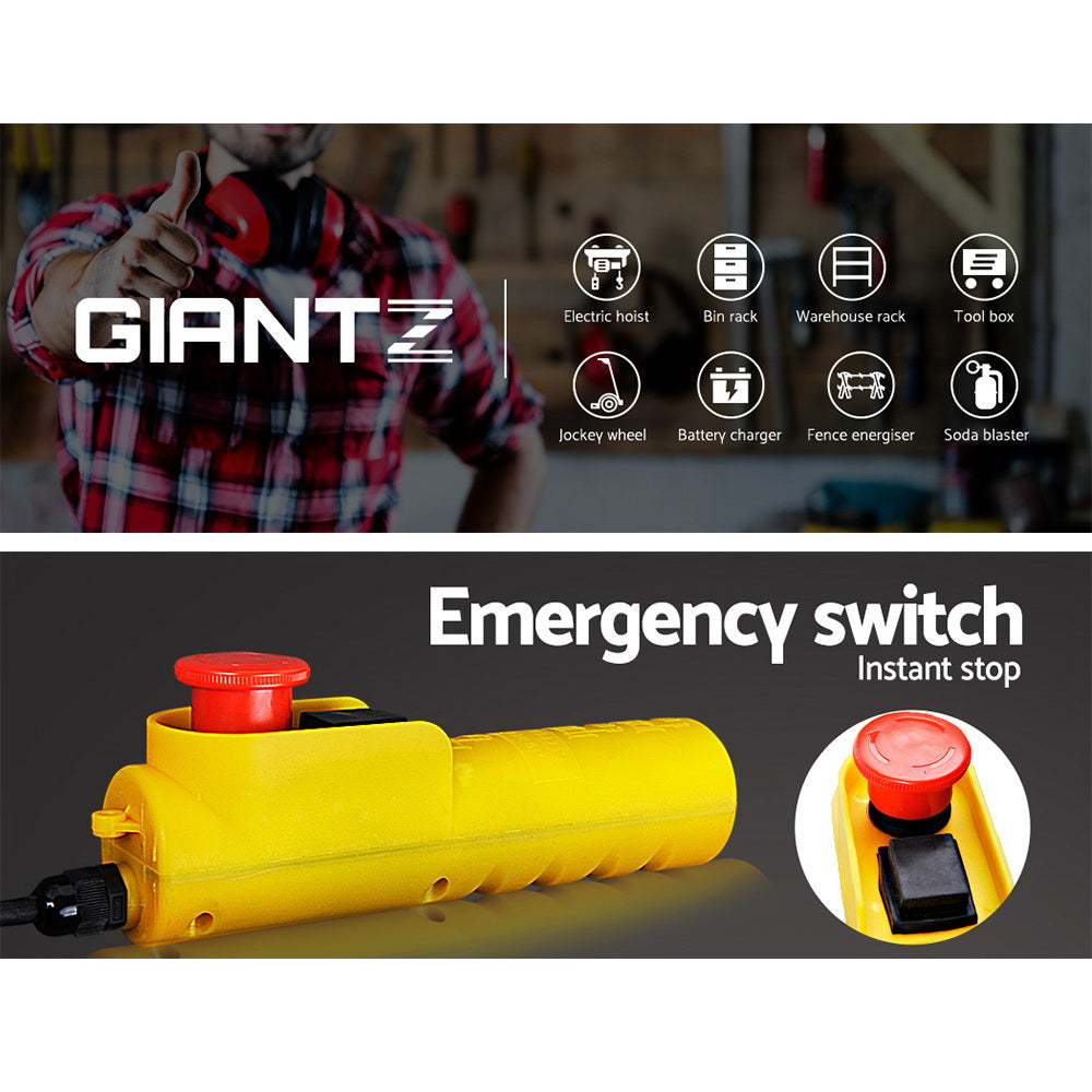 Giantz 1000KG Electric Hoist Winch 20M Cable Remote Chain Lifter