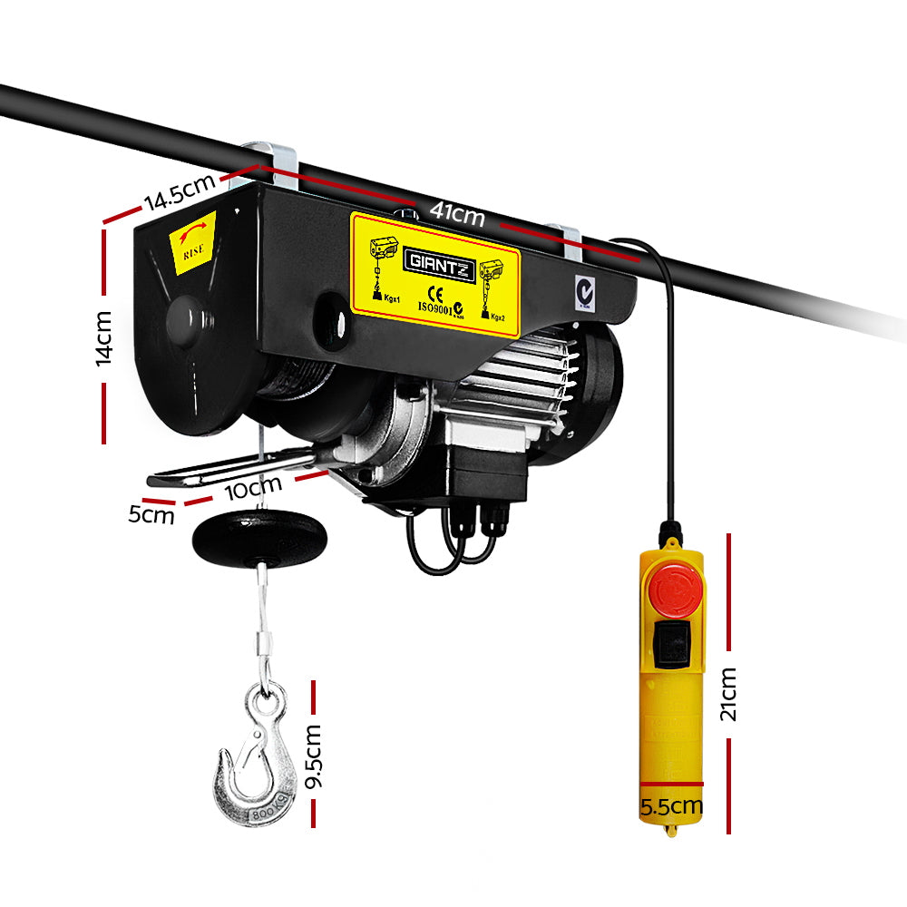 Giantz 400/800KG Electric Hoist Winch 18M Cable Remote Chain Lifting