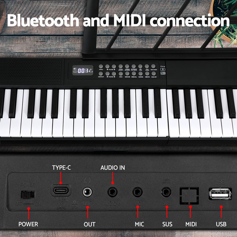 Alpha 61-Key Foldable Electronic Piano Keyboard with Carry Bag