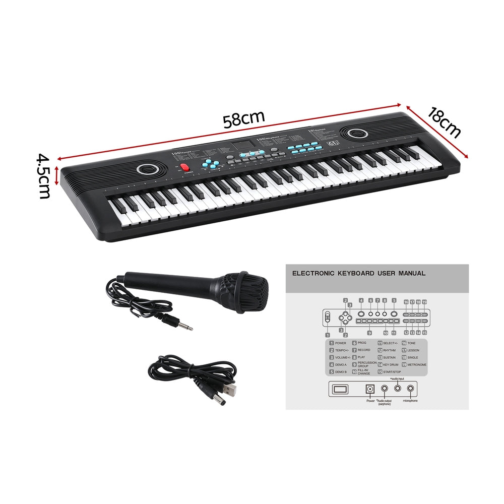 Alpha 61-Key Digital Piano Keyboard Electric Kids Black