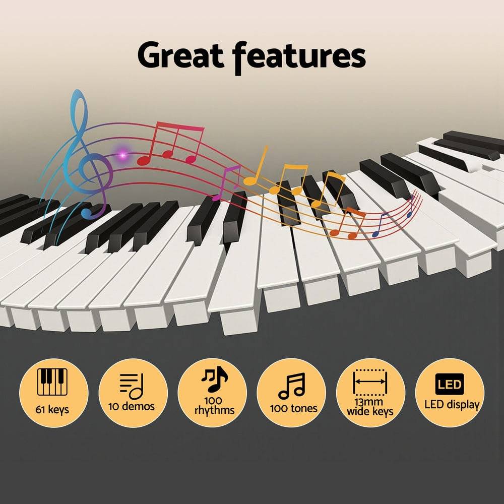 Alpha 61-Key Digital Piano Keyboard Electric Kids Black