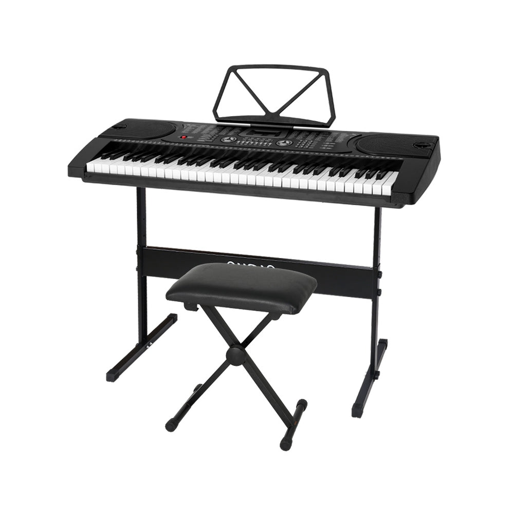Alpha EK-60 61 Key Piano Keyboard with Stand and Stool Black