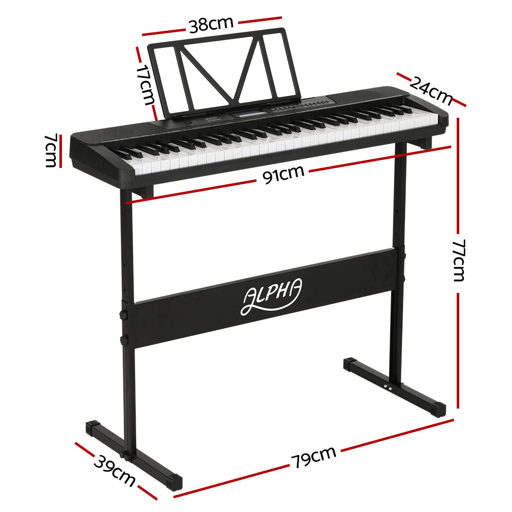 Alpha 61-Key Electronic Piano Keyboard Touch Sensitive Black