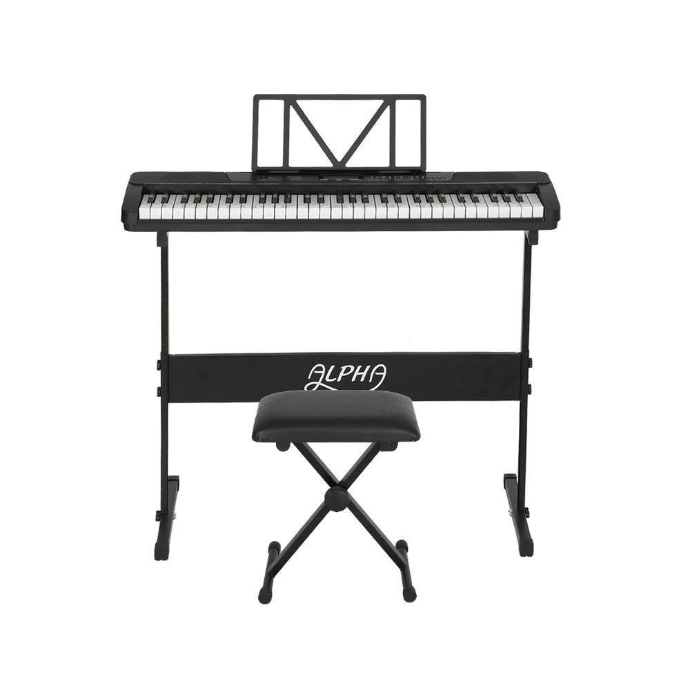 Alph Keyboard Alpha 61-Key Digital Piano Keyboard Black w/ Stand & Stool