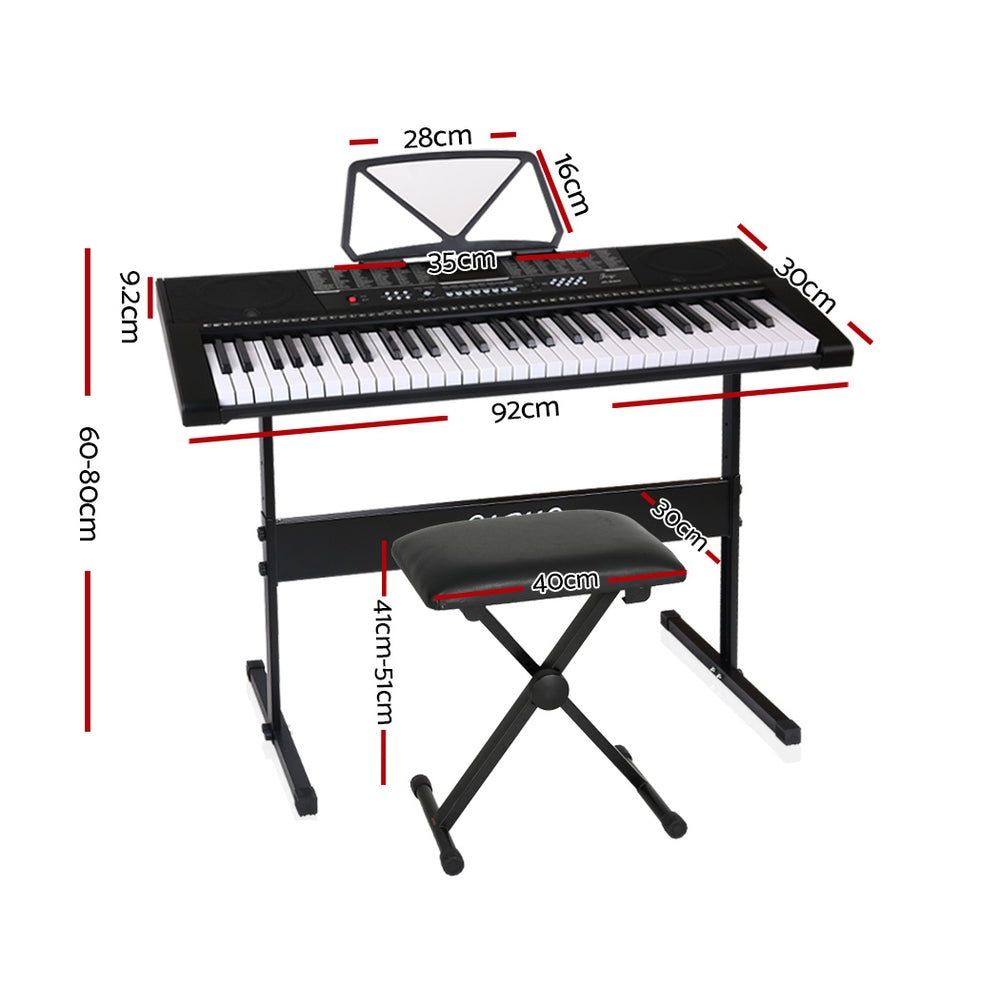 Alpha 61-Key Digital Piano Keyboard Black w/ Stand & Stool
