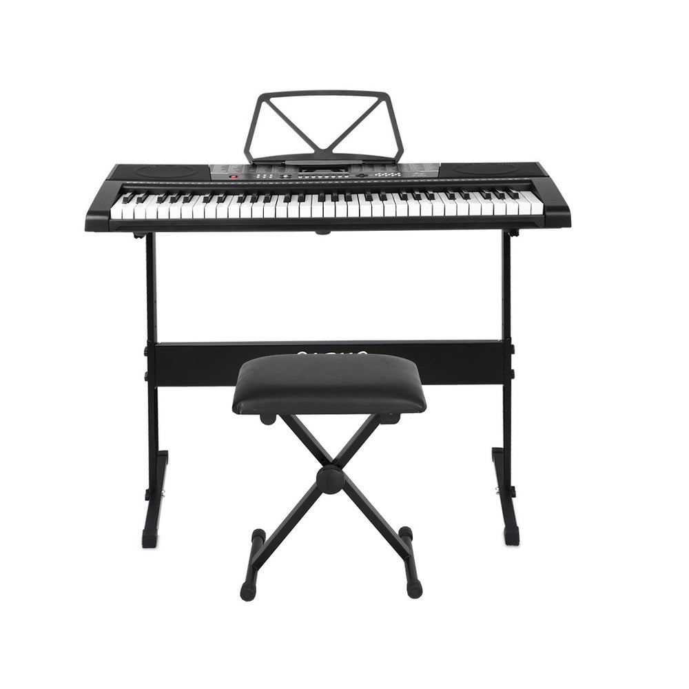 Alpha 61-Key Digital Piano Keyboard Black w/ Stand & Stool