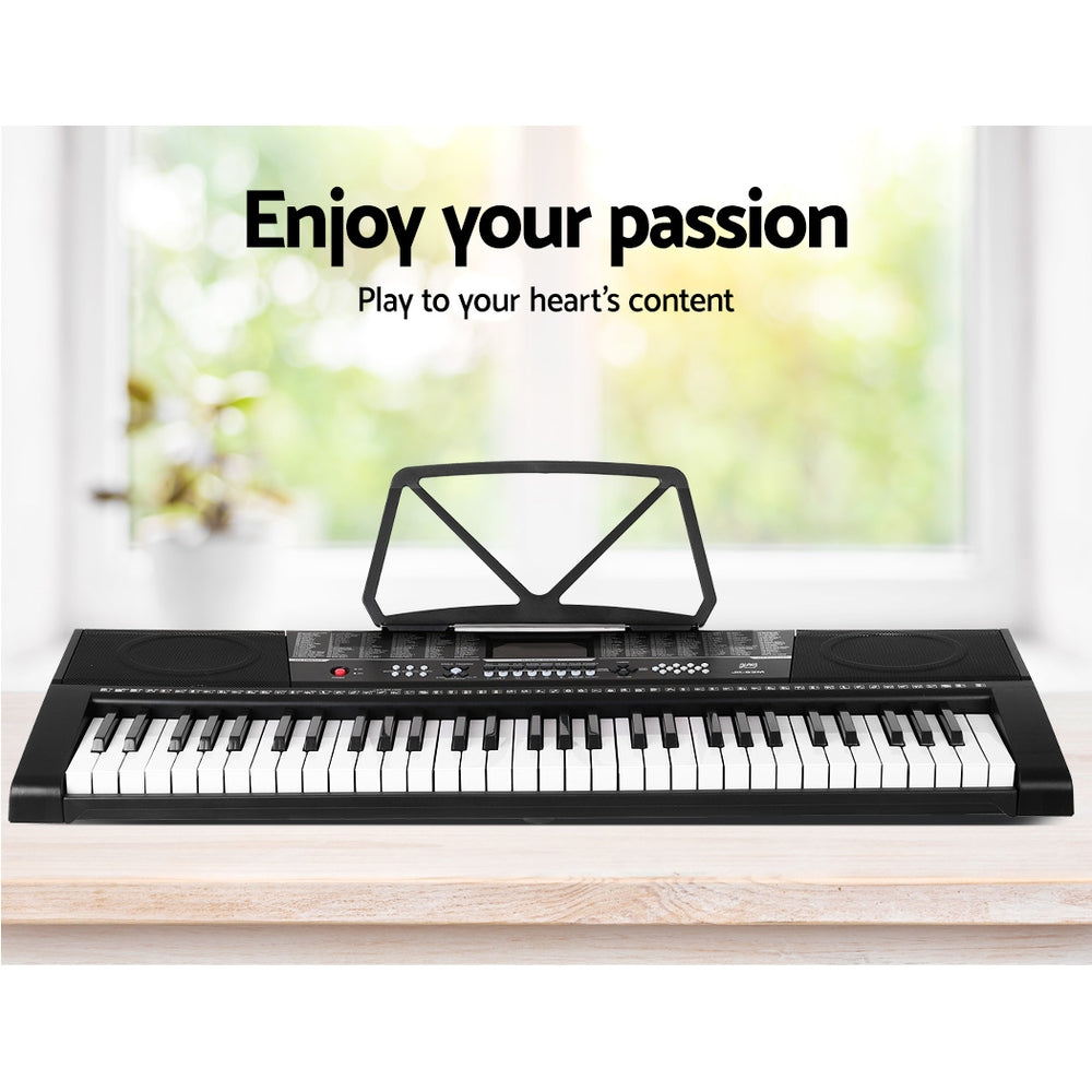 Alpha 61-Key Digital Piano Keyboard Black w/ Stand & Stool
