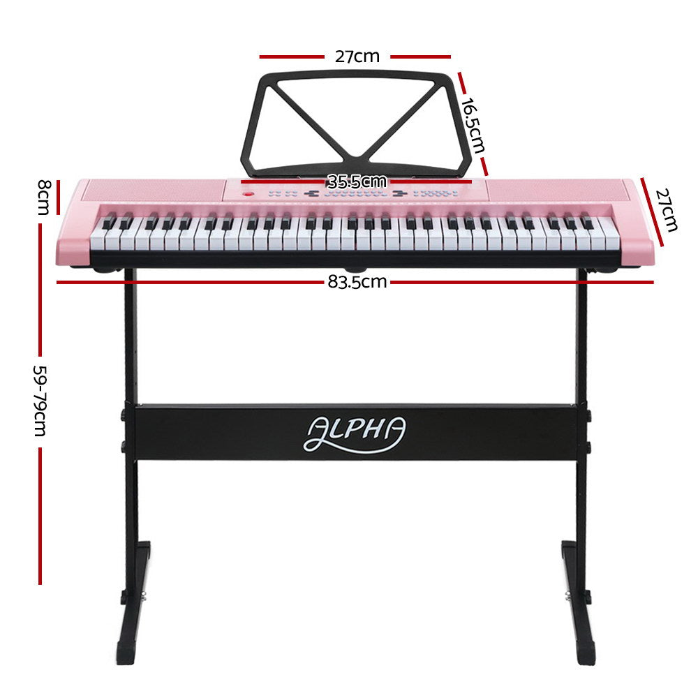 Alpha 61-Key Electronic Keyboard Lighted Pink