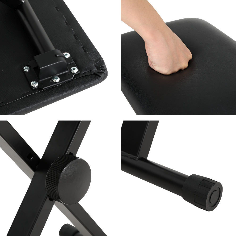 Alpha Adjustable Piano Stool Black PU Fabric