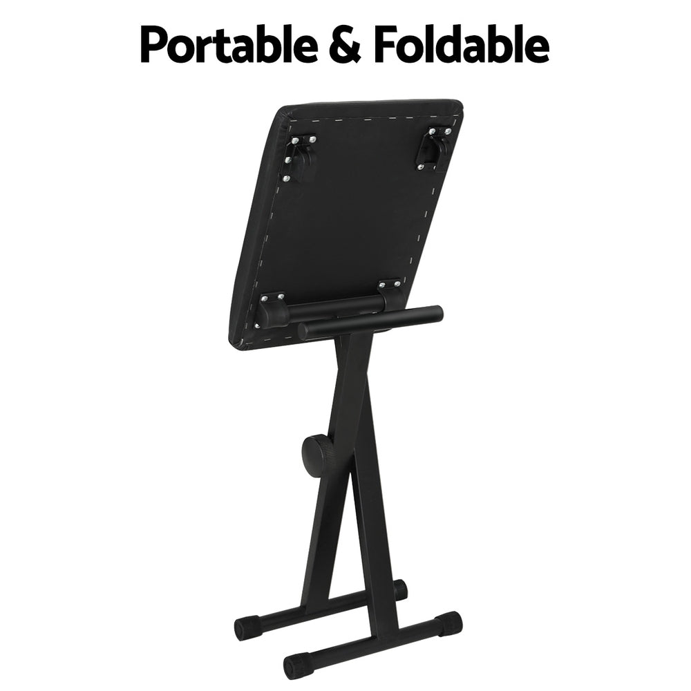 Alpha Adjustable Piano Stool Black PU Fabric