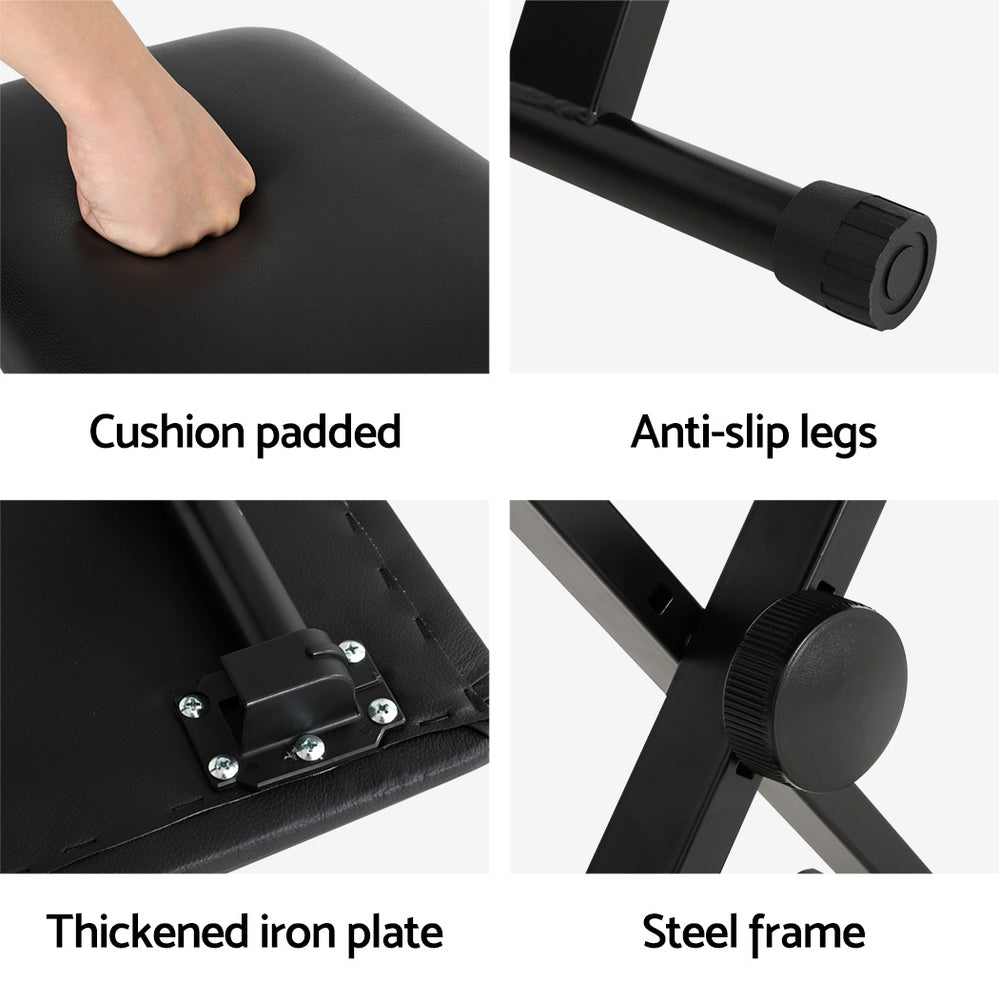 Alpha Adjustable Piano Stool Black PU Fabric