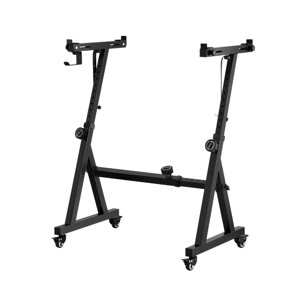 Alpha Adjustable Piano Stand Z-Stand Lockable Wheels Black