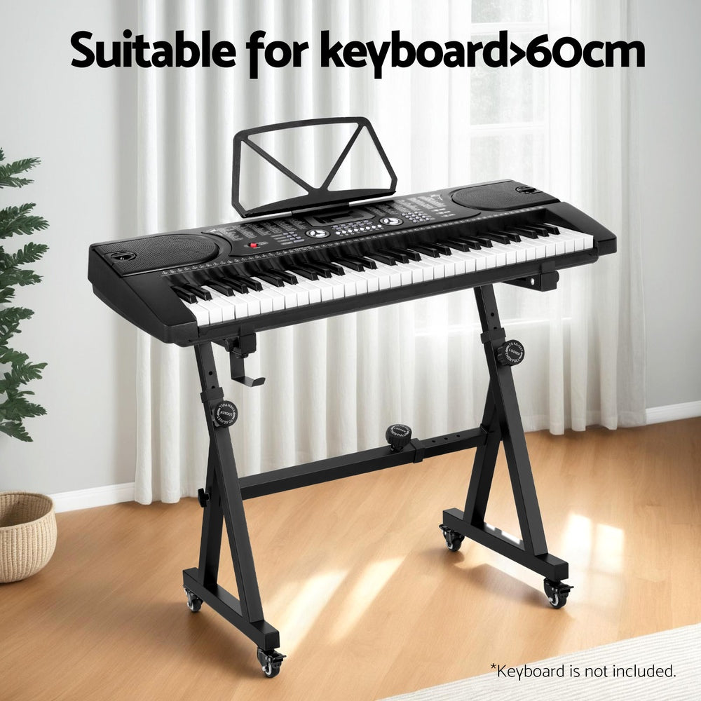 Alpha Adjustable Piano Stand Z-Stand Lockable Wheels Black