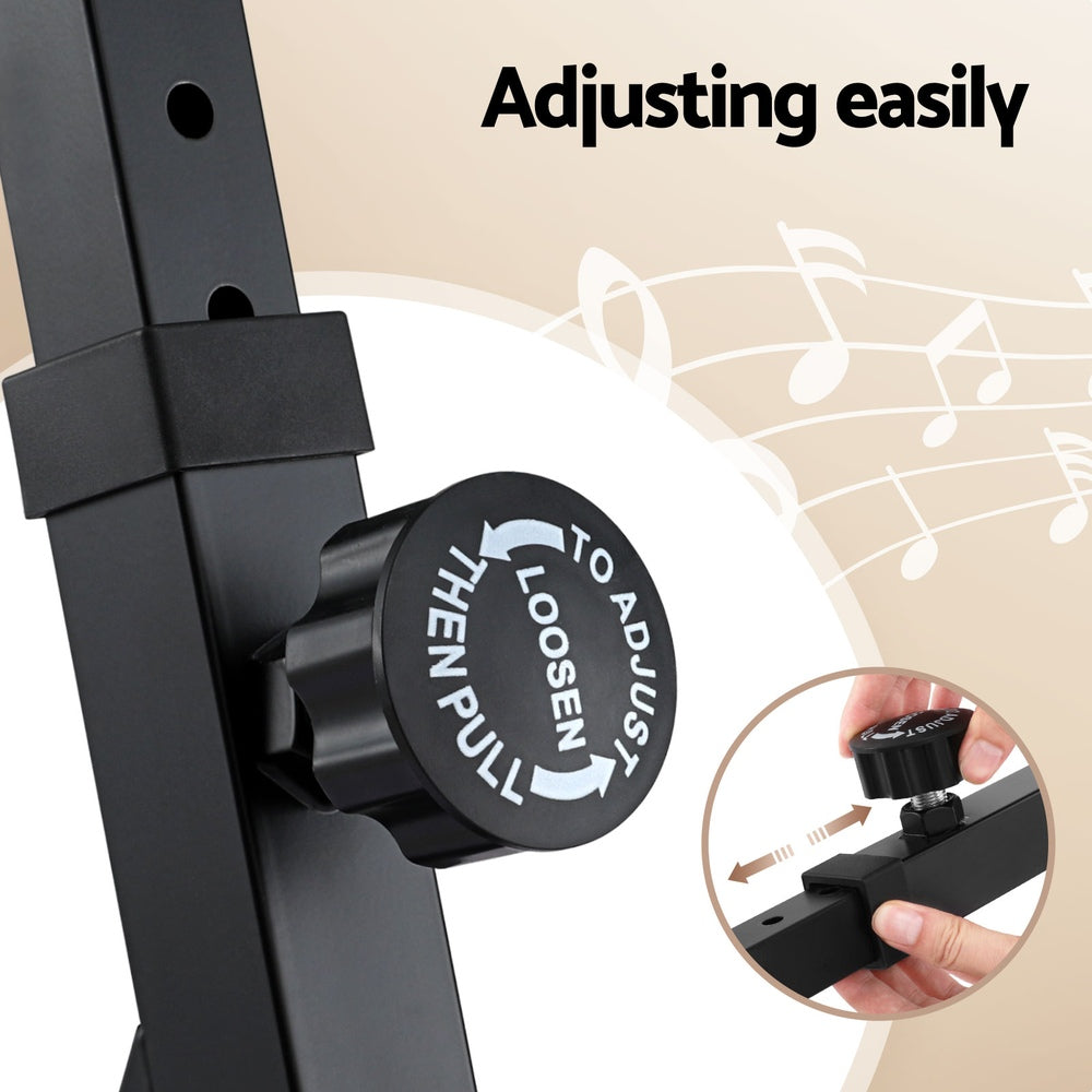 Alpha Adjustable Piano Stand Z-Stand Lockable Wheels Black