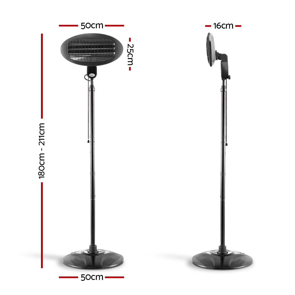 Devanti 2000W Electric Patio Heater Black Adjustable Outdoor