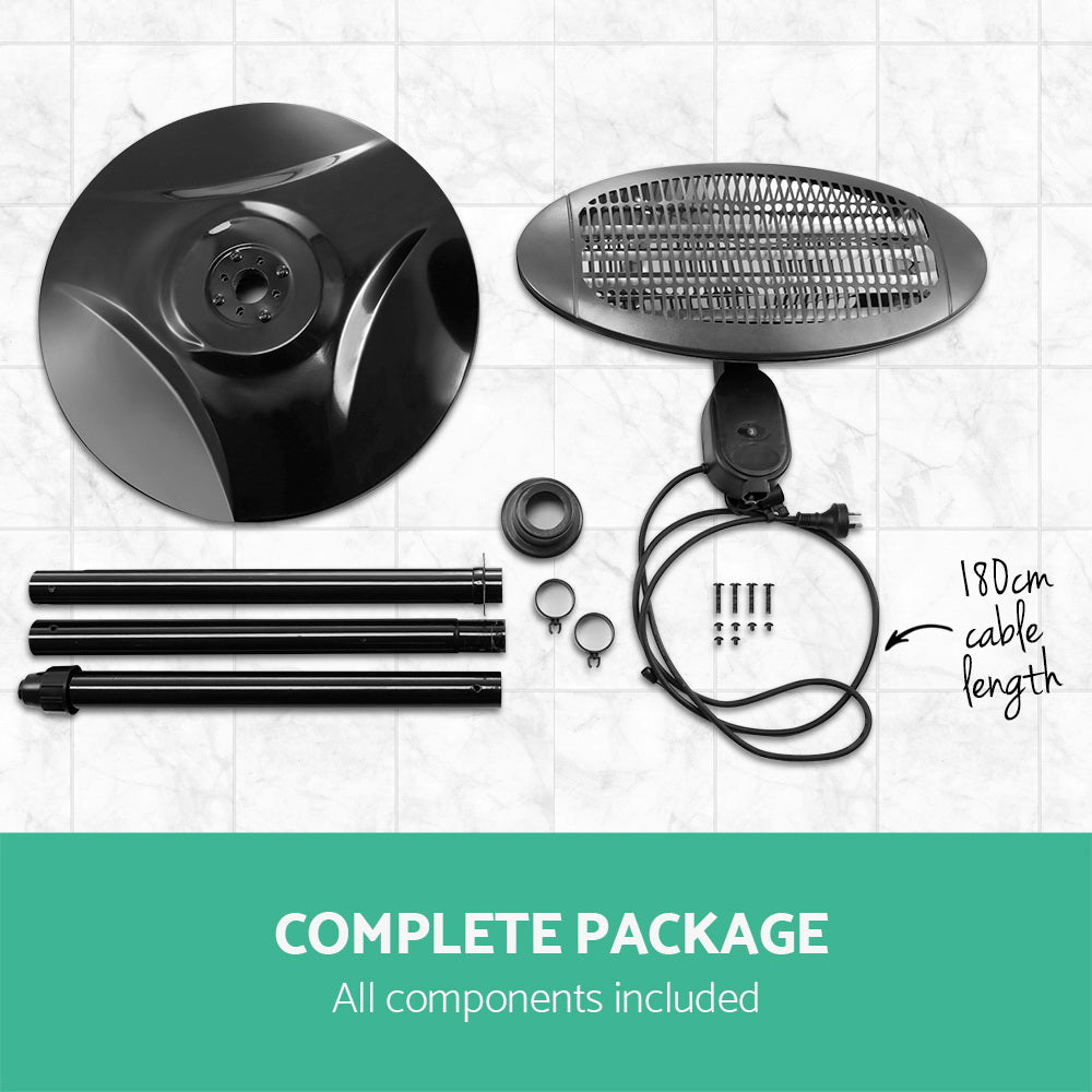 Devanti 2000W Electric Patio Heater Black Adjustable Outdoor