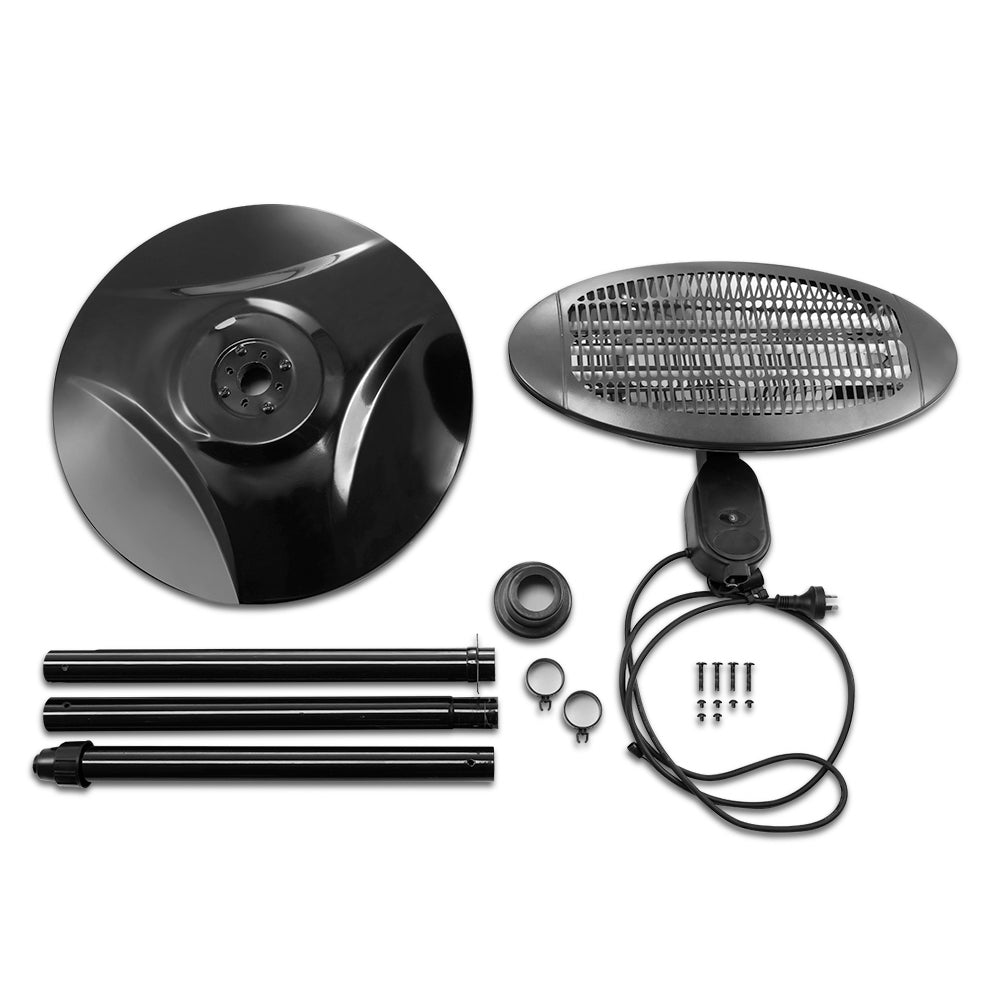Devanti 2000W Electric Patio Heater Black Adjustable Outdoor