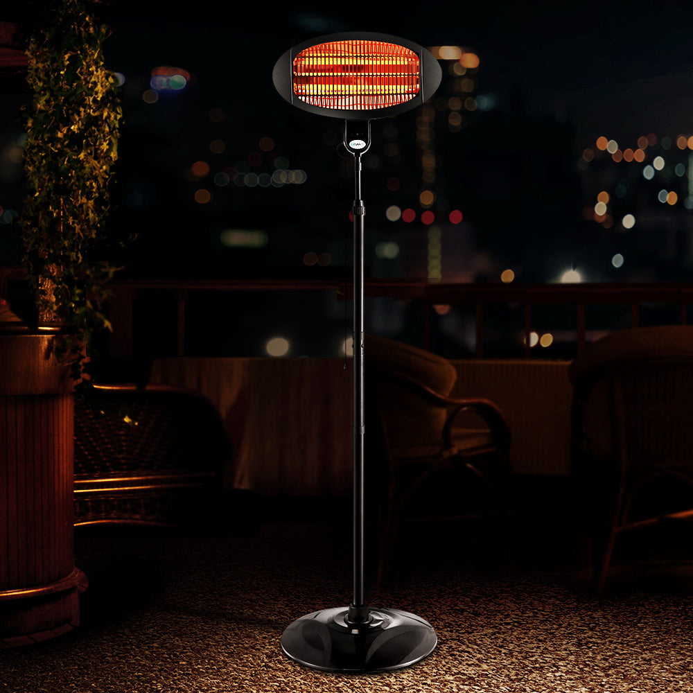 Devanti 2000W Electric Patio Heater Black Adjustable Outdoor