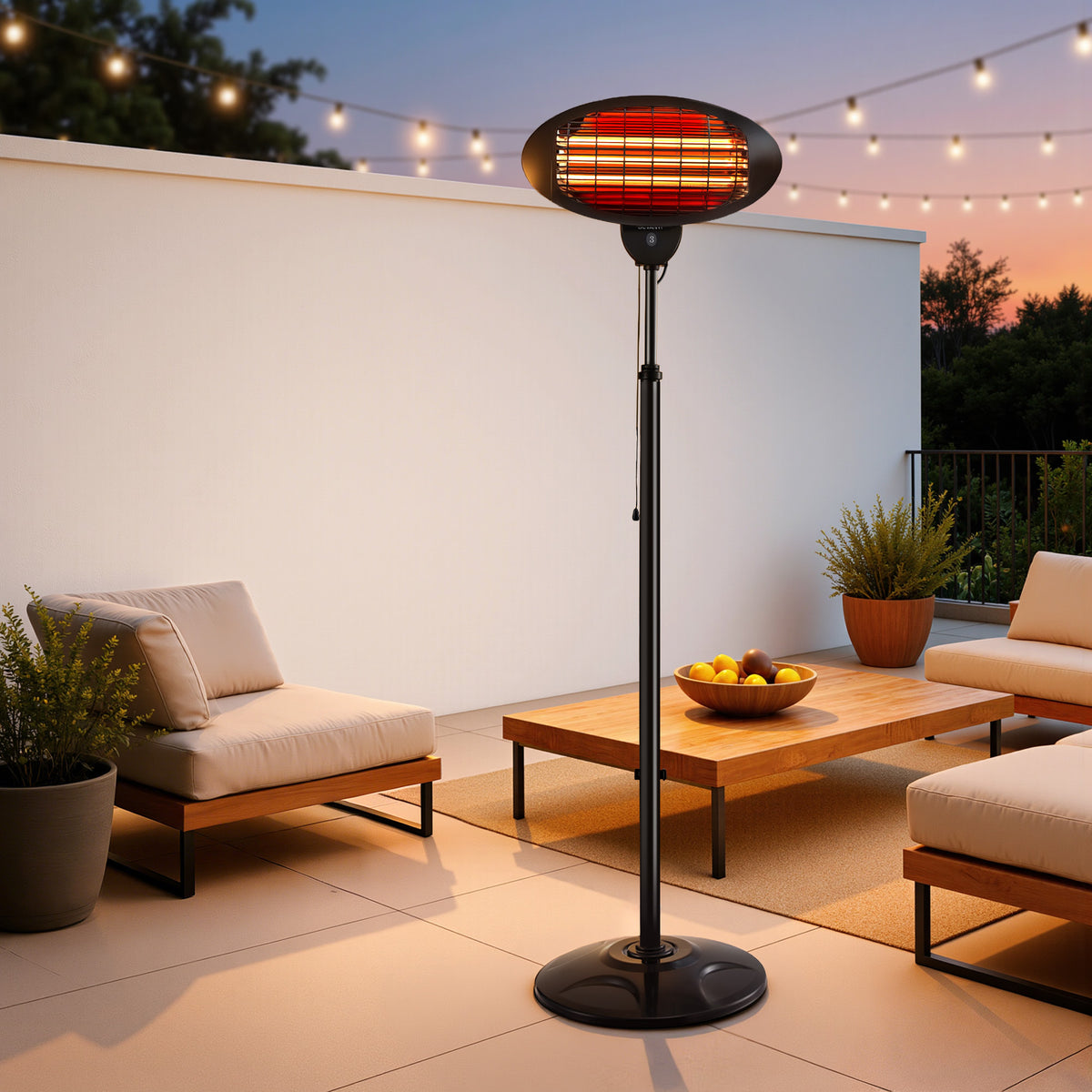 Devanti 2000W Electric Patio Heater Black Adjustable Outdoor