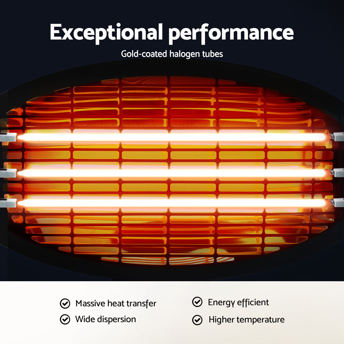 Devanti 2000W Electric Patio Heater Black Adjustable Outdoor