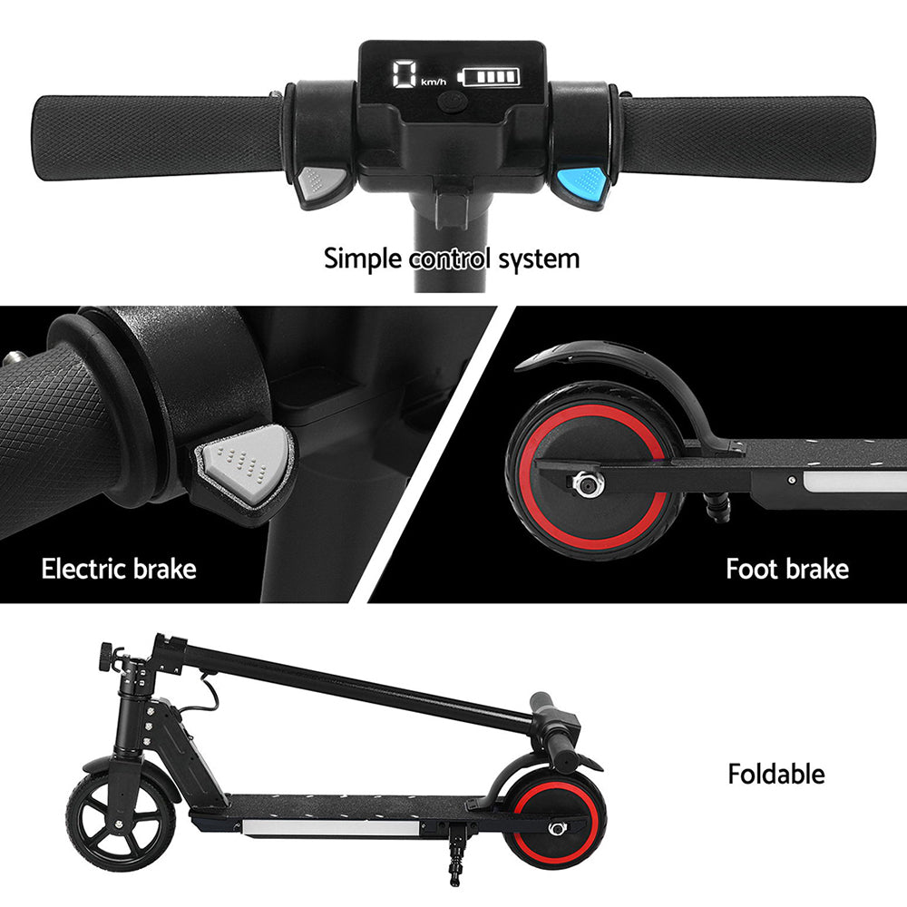 Folding Electric Scooter 130W 16KM/H LED Light Black