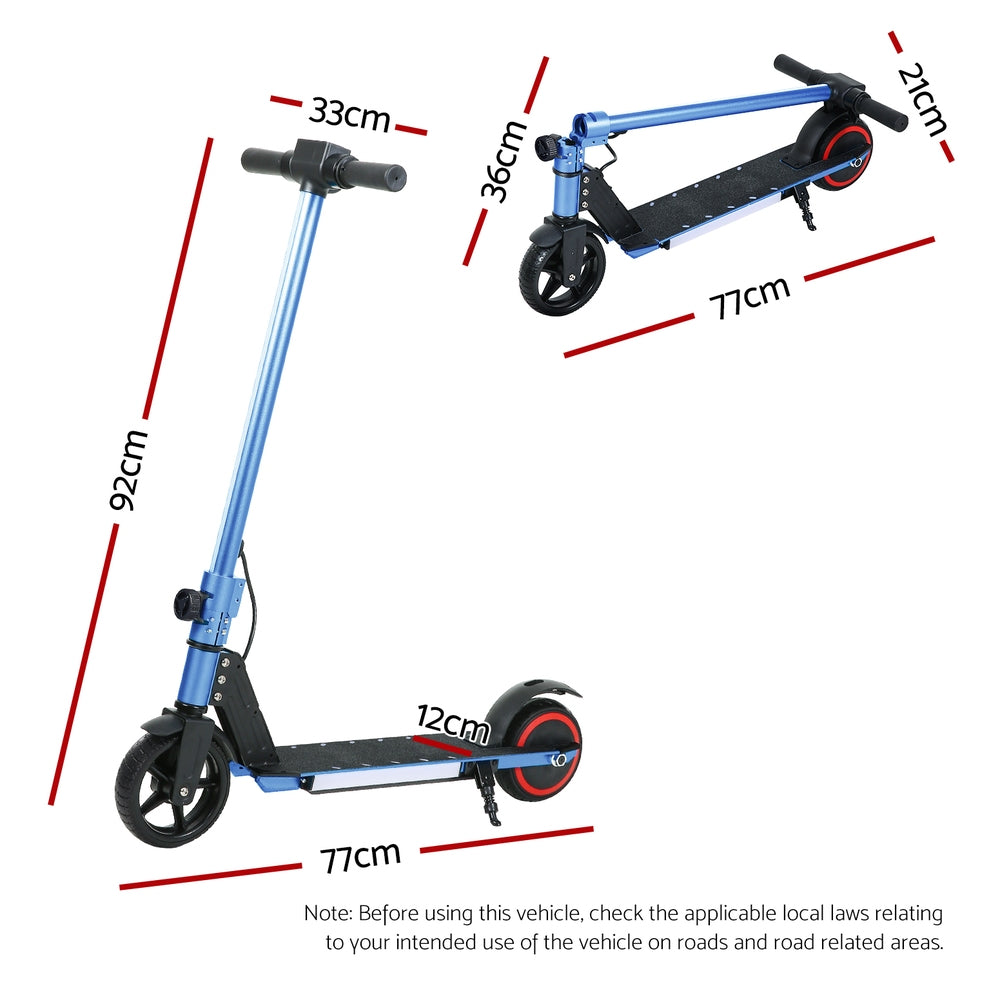 Blue Electric Scooter 130W Folding LED Light Commuter