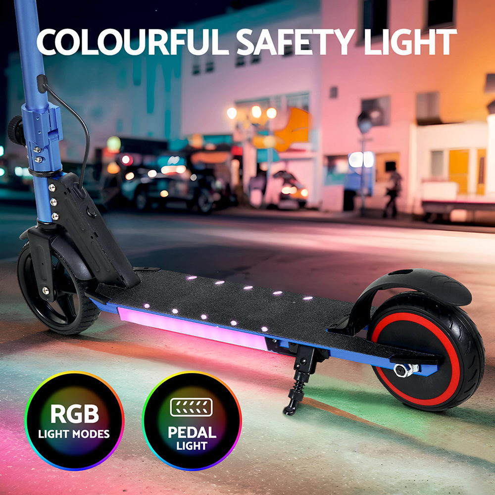 Blue Electric Scooter 130W Folding LED Light Commuter