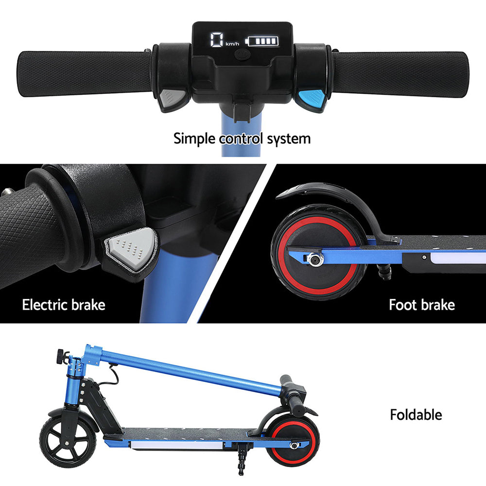 Blue Electric Scooter 130W Folding LED Light Commuter