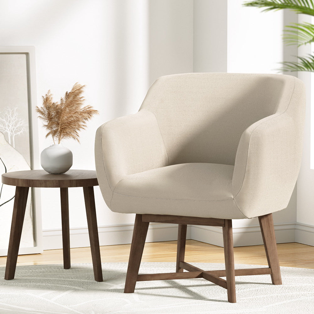 Aston Accent Armchair Beige Criss-Cross Base