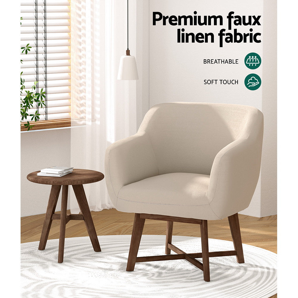 Aston Accent Armchair Beige Criss-Cross Base