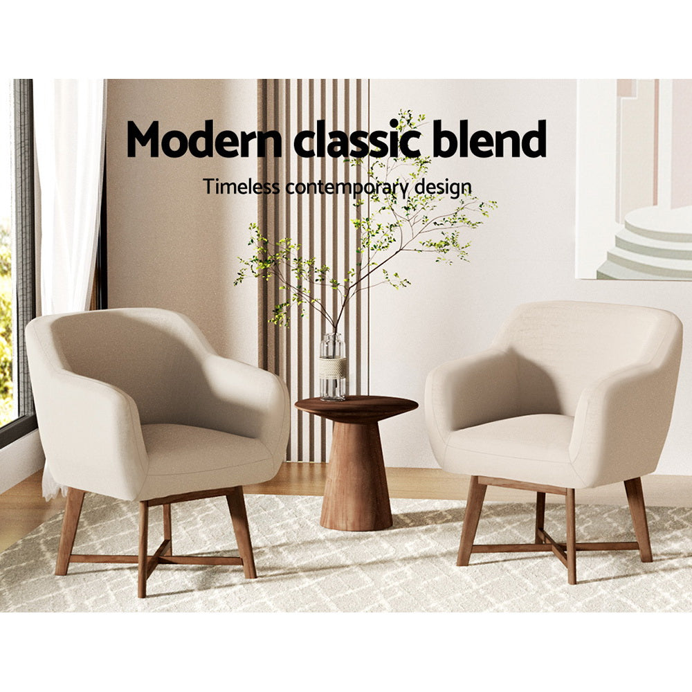 Aston Accent Armchair Beige Criss-Cross Base